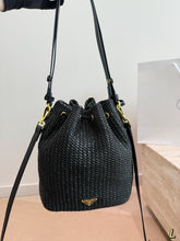 Load image into Gallery viewer, PD375 Prada Raffia Woven Bucket Bag / 19 x 23 cm
