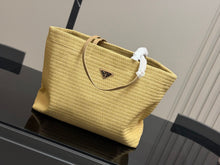 Load image into Gallery viewer, PD377 Prada Woven Raffia Tote Bag / 38 x 30 cm