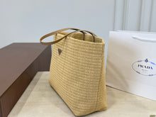 Load image into Gallery viewer, PD379 Prada Raffia Shopping Tote / 38 x 29 cm