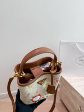 Load image into Gallery viewer, PD387 Prada Re-Edition Raffia Embroidered Bucket Bag / 18 x 19 cm