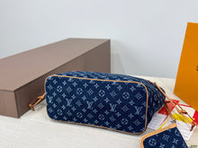 Load image into Gallery viewer, LB1435 Louis Vuitton Neverfull MM Denim/ 34 x 29 cm