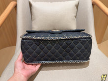 Load image into Gallery viewer, CC1380 Chanel Denim Quilted Airport Bag / 33 x 25 x 13 cm