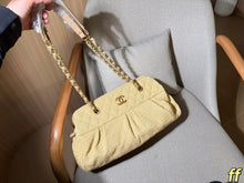 Load image into Gallery viewer, CC1382 Chanel Woven Straw Chain Shoulder Bag / 39 x 22 x 13 cm