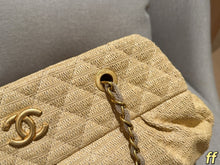 Load image into Gallery viewer, CC1382 Chanel Woven Straw Chain Shoulder Bag / 39 x 22 x 13 cm