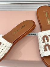 Load image into Gallery viewer, SE1742 Miu Miu Crochet Flat Slides Size 5-11