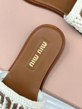 Load image into Gallery viewer, SE1742 Miu Miu Crochet Flat Slides Size 5-11