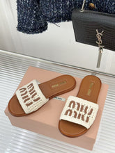 Load image into Gallery viewer, SE1742 Miu Miu Crochet Flat Slides Size 5-11