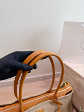 Load image into Gallery viewer, PD393 PRADA Linen & Leather Spliced Tote Bag / 34 x 25 cm