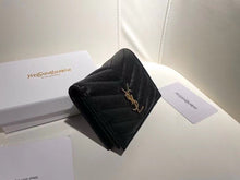 Load image into Gallery viewer, YSK373 CASSANDRE MATELASSÉ FLAP CARD CASE IN GRAIN DE POUDRE LEATHER / 4.3 x 3.3 x 1.1 INCHES