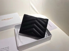 Load image into Gallery viewer, YSK373 CASSANDRE MATELASSÉ FLAP CARD CASE IN GRAIN DE POUDRE LEATHER / 4.3 x 3.3 x 1.1 INCHES