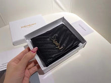 Load image into Gallery viewer, YSK373 CASSANDRE MATELASSÉ FLAP CARD CASE IN GRAIN DE POUDRE LEATHER / 4.3 x 3.3 x 1.1 INCHES