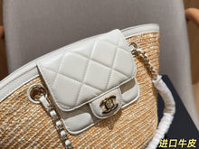 Load image into Gallery viewer, CC1392 Chanel Raffia Tote Bag / 18 x 19 x 12 cm