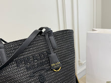 Load image into Gallery viewer, PD390 Prada Straw Tote Bag / Raffia & Leather / 24 x 26 cm