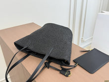 Load image into Gallery viewer, PD390 Prada Straw Tote Bag / Raffia & Leather / 24 x 26 cm