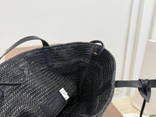 Load image into Gallery viewer, PD390 Prada Straw Tote Bag / Raffia & Leather / 24 x 26 cm
