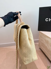 Load image into Gallery viewer, CC1403 Chanel Woven Tote Bag / Raffia & Leather / 35 cm