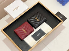 Load image into Gallery viewer, YSK376 CASSANDRE MATELASSÉ FLAP CARD CASE IN GRAIN DE POUDRE LEATHER / 4.3 x 3.3 x 1.1 INCHES