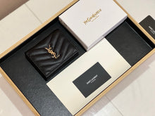 Load image into Gallery viewer, YSK376 CASSANDRE MATELASSÉ FLAP CARD CASE IN GRAIN DE POUDRE LEATHER / 4.3 x 3.3 x 1.1 INCHES
