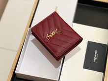 Load image into Gallery viewer, YSK376 CASSANDRE MATELASSÉ FLAP CARD CASE IN GRAIN DE POUDRE LEATHER / 4.3 x 3.3 x 1.1 INCHES