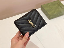 Load image into Gallery viewer, YSK376 CASSANDRE MATELASSÉ FLAP CARD CASE IN GRAIN DE POUDRE LEATHER / 4.3 x 3.3 x 1.1 INCHES