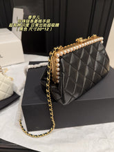 Load image into Gallery viewer, CC1408 Chanel Pearl Chain Quilted Clutch / 20 x 12 cm