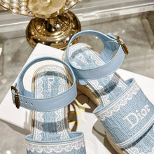 Load image into Gallery viewer, SE1753 Dior Dway Denim Espadrille Wedge Sandals / 9.5cm Heel / Size 4- 11