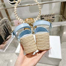 Load image into Gallery viewer, SE1753 Dior Dway Denim Espadrille Wedge Sandals / 9.5cm Heel / Size 4- 11