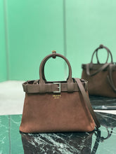 Load image into Gallery viewer, PD317 Medium Prada Buckle Suede Bag with Belt / HIGHEST QUALITY VERSION / 12.6x9x4.3inch