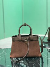 Load image into Gallery viewer, PD317 Medium Prada Buckle Suede Bag with Belt / HIGHEST QUALITY VERSION / 12.6x9x4.3inch