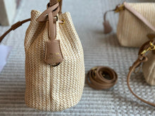 Load image into Gallery viewer, PD281 Crochet and Leather mini-bucket Bag / 7.6x6.8x3.9inch