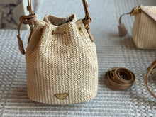 Load image into Gallery viewer, PD281 Crochet and Leather mini-bucket Bag / 7.6x6.8x3.9inch