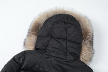 Load image into Gallery viewer, CLTH419 Boedic Black Hooded Shearling Long Down Jacket / Size0/1/2/3/4