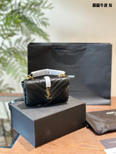 Load image into Gallery viewer, YSK366 COLLEGE Mini Chain Bag in Shiny Crackled Leather / 7.9" x 5.1" x 1.2"