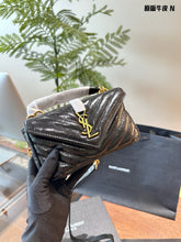 Load image into Gallery viewer, YSK366 COLLEGE Mini Chain Bag in Shiny Crackled Leather / 7.9" x 5.1" x 1.2"