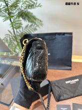 Load image into Gallery viewer, YSK366 COLLEGE Mini Chain Bag in Shiny Crackled Leather / 7.9" x 5.1" x 1.2"