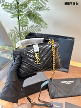 Load image into Gallery viewer, YSK366 COLLEGE Mini Chain Bag in Shiny Crackled Leather / 7.9" x 5.1" x 1.2"