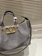 Load image into Gallery viewer, VLTN084 Medium Straw Summer Tote Bag / W13.8xH9.8xD6.7 in