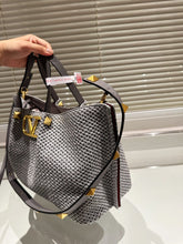 Load image into Gallery viewer, VLTN084 Medium Straw Summer Tote Bag / W13.8xH9.8xD6.7 in