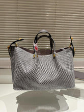 Load image into Gallery viewer, VLTN084 Medium Straw Summer Tote Bag / W13.8xH9.8xD6.7 in