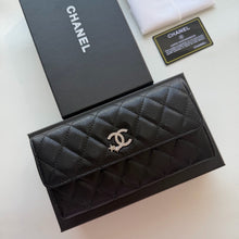 Load image into Gallery viewer, CC1449 CHANEL Lambskin Caviar Bifold Wallet / 19 x 10 cm