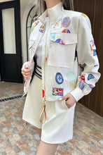 Load image into Gallery viewer, CLTH429 LV Doodle Print Bomber Jacket