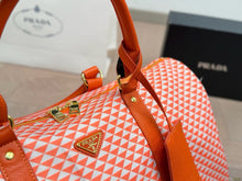 Load image into Gallery viewer, PD368 Medium Prada Symbole Embroidered Fabric Travel Bag / 17.7x10.2x9.1inch