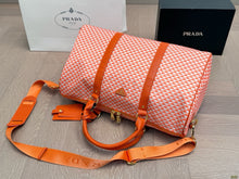 Load image into Gallery viewer, PD368 Medium Prada Symbole Embroidered Fabric Travel Bag / 17.7x10.2x9.1inch