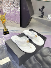 Load image into Gallery viewer, SE1756 CHANEL Double C Logo Camellia Thong Sandals / Size 5-11