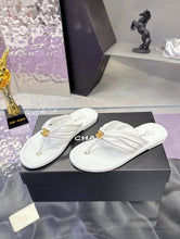 Load image into Gallery viewer, SE1756 CHANEL Double C Logo Camellia Thong Sandals / Size 5-11