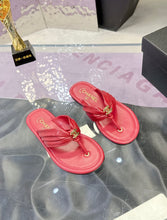 Load image into Gallery viewer, SE1757 CHANEL Double C Logo Camellia Thong Sandals / Size 5-11