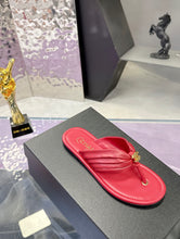 Load image into Gallery viewer, SE1757 CHANEL Double C Logo Camellia Thong Sandals / Size 5-11