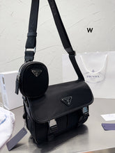 Load image into Gallery viewer, PD258 Re-Nylon and Saffiano Leather Shoulder Bag / 9.4x7.1x3.4inch