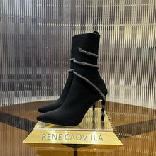 Load image into Gallery viewer, SE1491 Rene Caovilla Margot Black And Silver Ankle Boot 105 / Size4-12