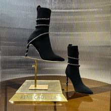 Load image into Gallery viewer, SE1491 Rene Caovilla Margot Black And Silver Ankle Boot 105 / Size4-12